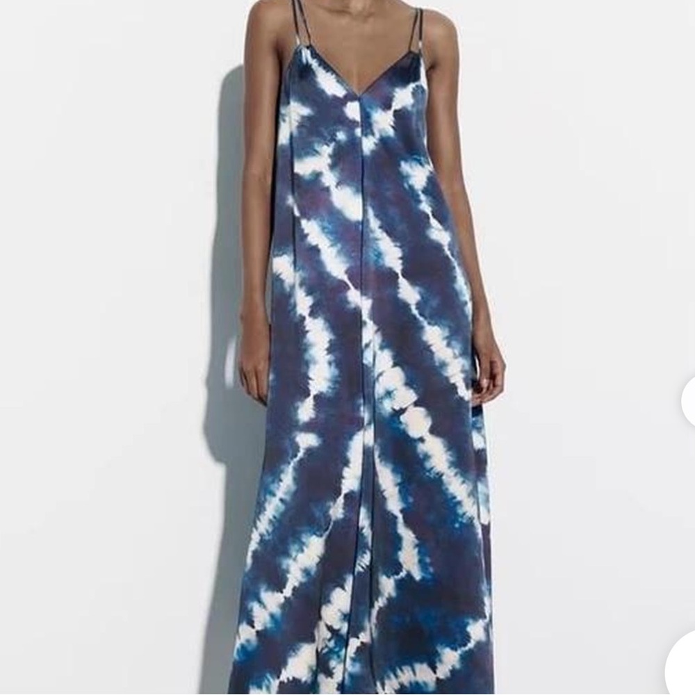 Zara Blue Tie-Dye Maxi Dress